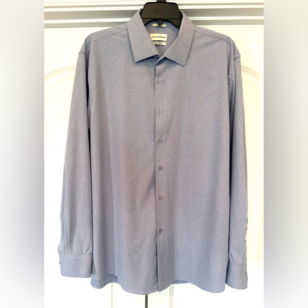 Lucky Brand Men's Long Sleeve Button Down Baby Blue Collard Shirt XL 34/35